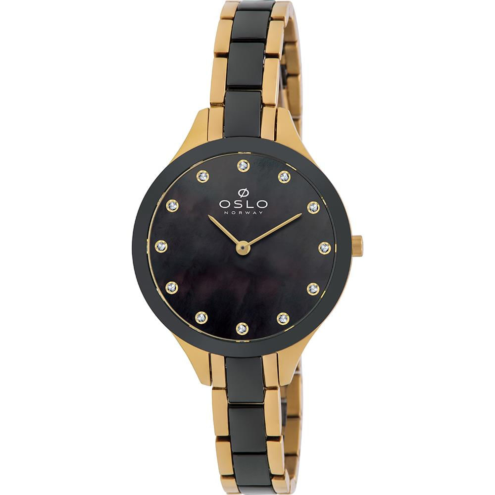 Relógio Oslo Feminino Ref: Oftsss9t0074 P1kp Slim Cerâmica Dourado