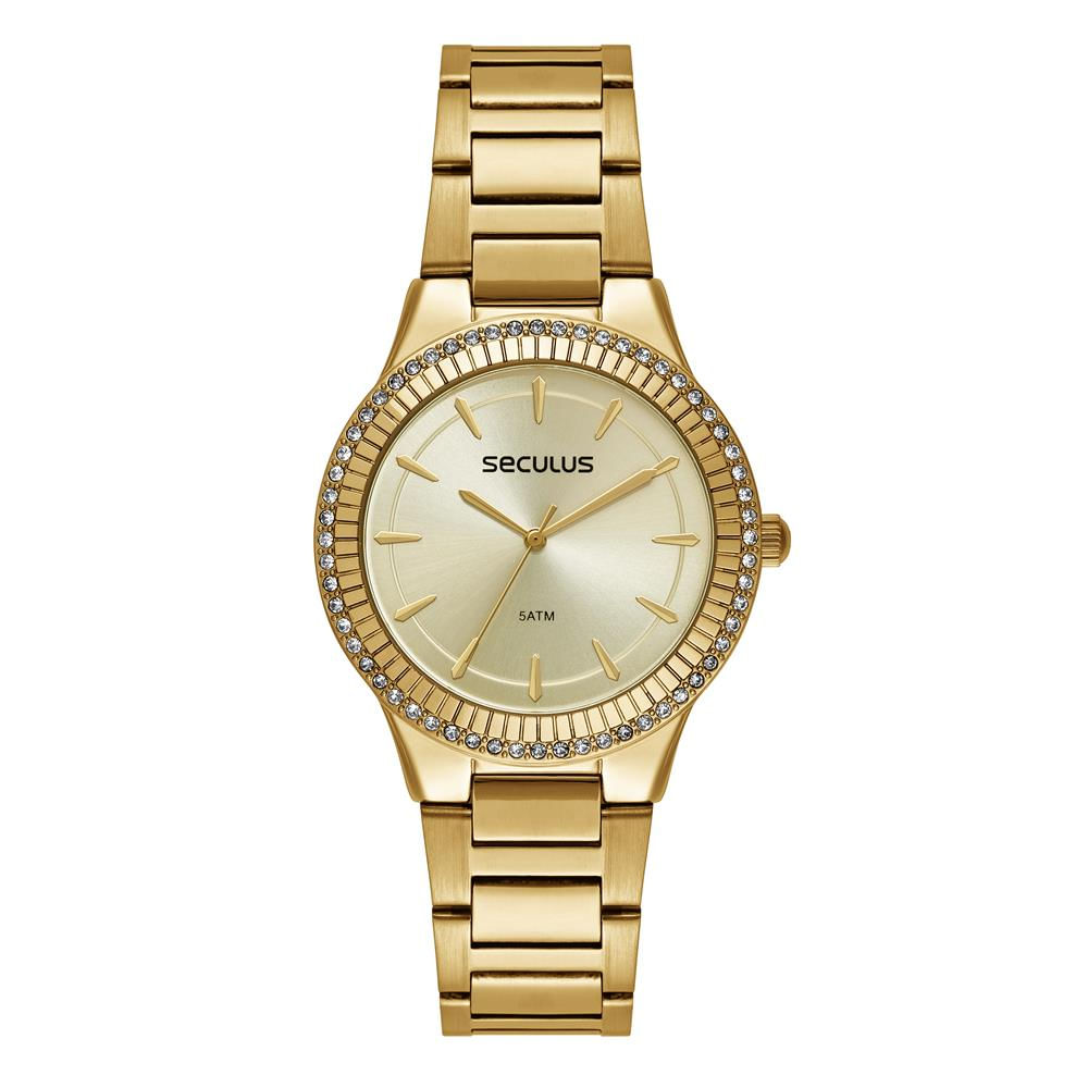 Relógio Seculus Feminino Ref: 77295lpsvds1 Fashion Dourado