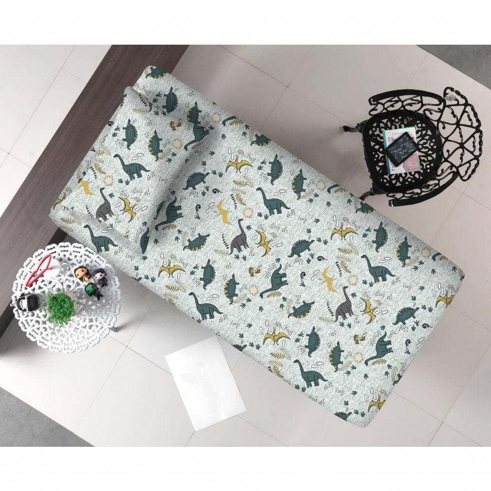 Jogo De Cama Infantil Estampado Solteiro 2 Peças - Kids - Dino Selva
