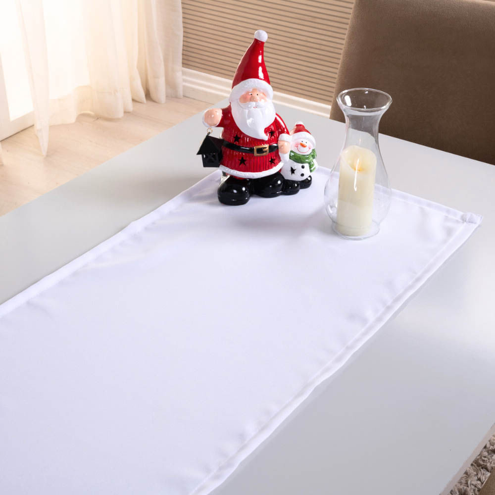 Caminho de Mesa Basic Liso 1 Peça 1,30m x 40cm Decorativo Tecido Oxford - Branco