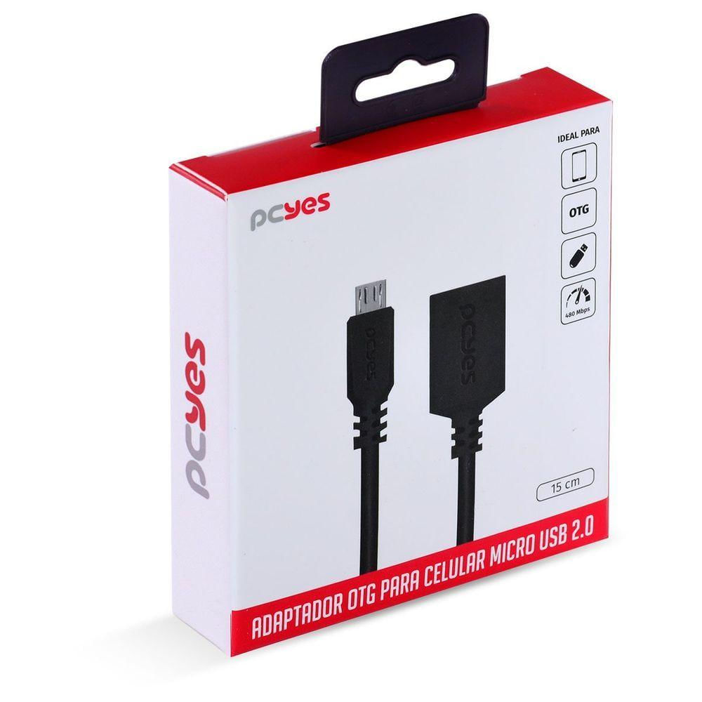 Adaptador Otg Micro Usb Para Usb 2.0 15cm Preto Conexão Com Celulares Smartphones Tablets - Pamup-15