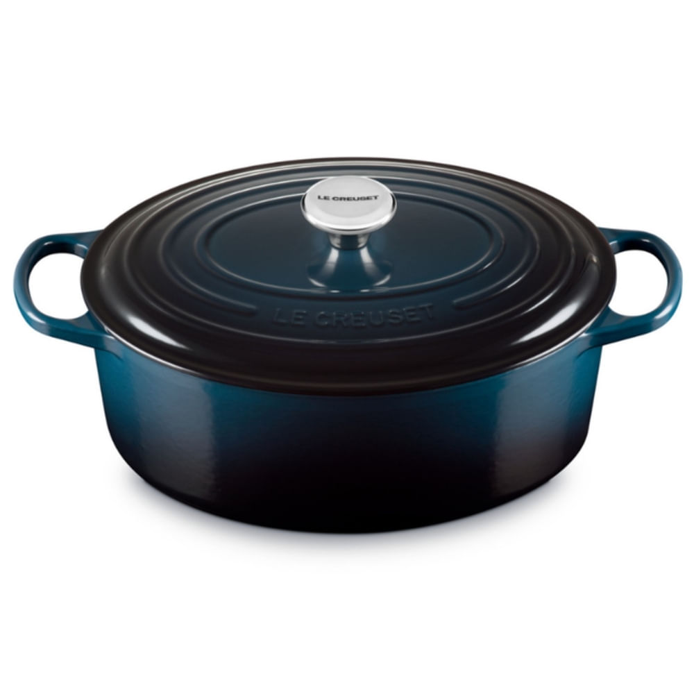 PANELA OVAL LE CREUSET SIGNATURE FERRO ESMALTADO AZUL NUIT 31CM 21178311294475