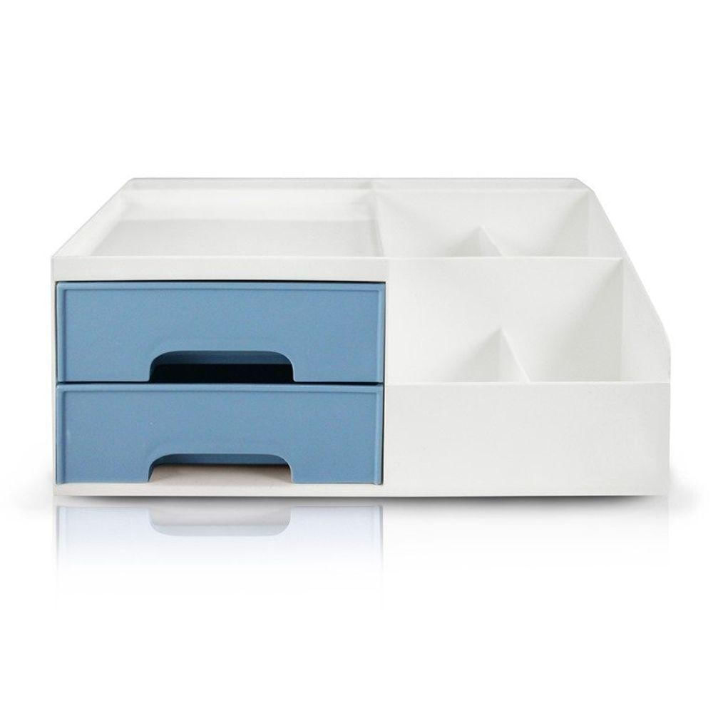 Conjunto Organizador Multi Uso De 2 Gavetas E De Mesa Azul