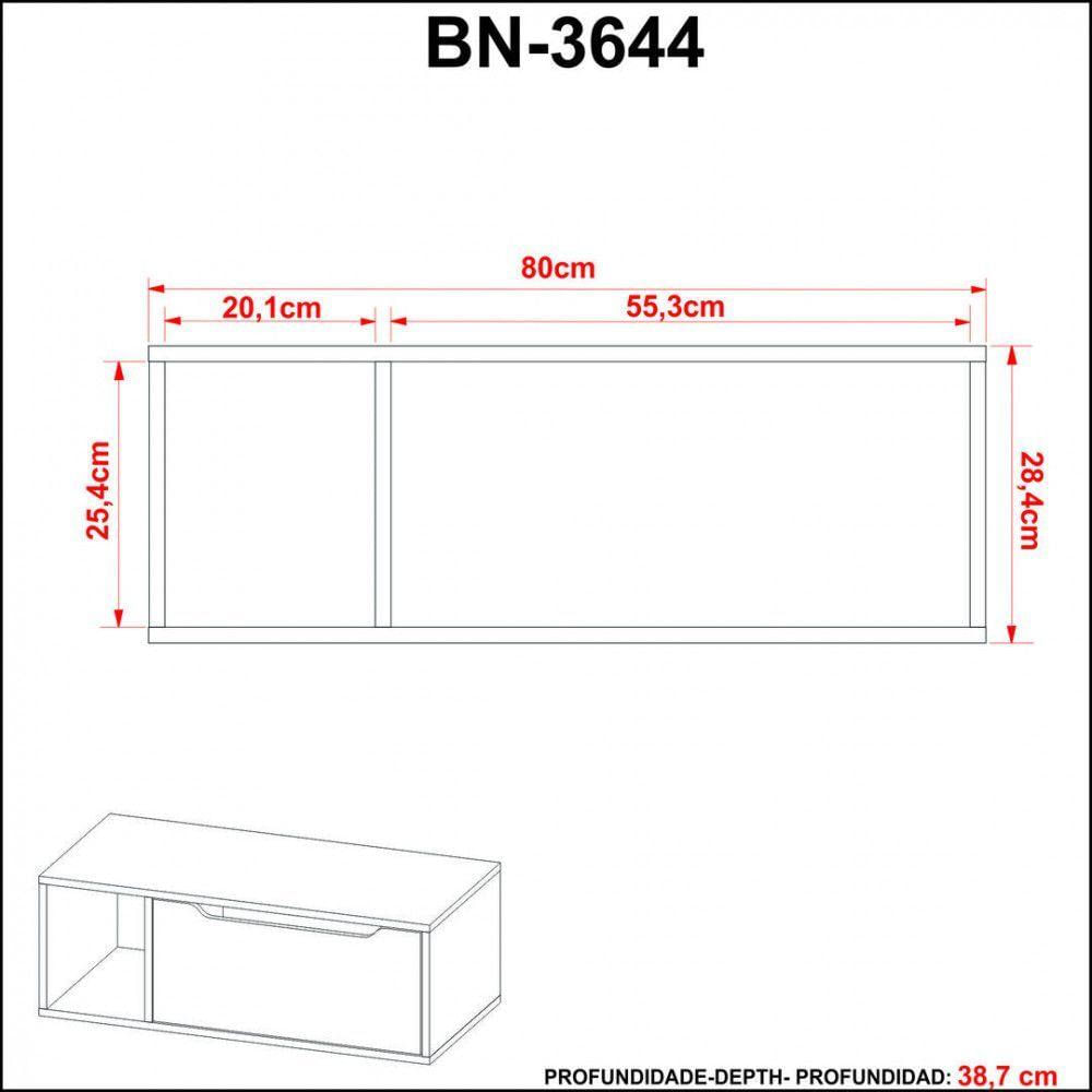 Balcão para Banheiro 80cm Com 1 Porta E Nicho Tecnomobili Branco