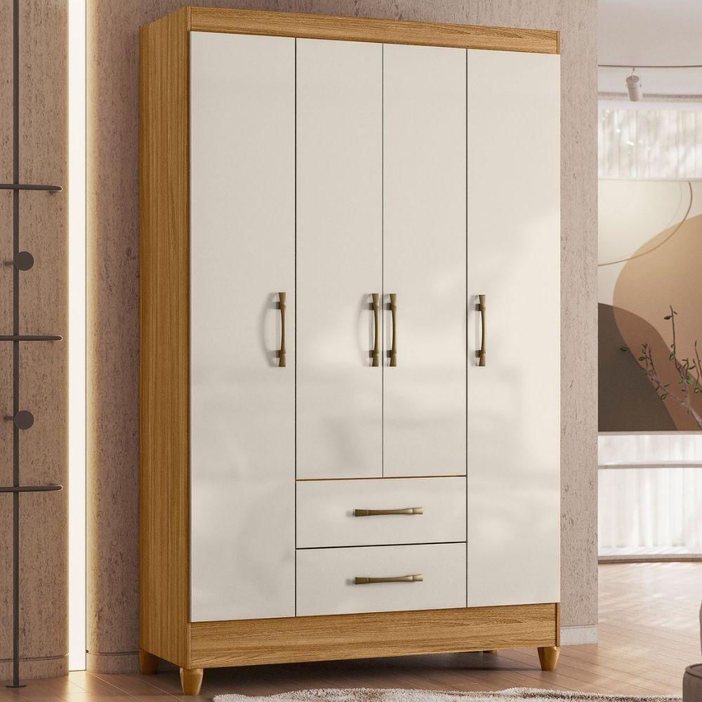 Guarda Roupa com 4 Portas 2 Gavetas 111x182cm Paraty Moval Freijó Off White