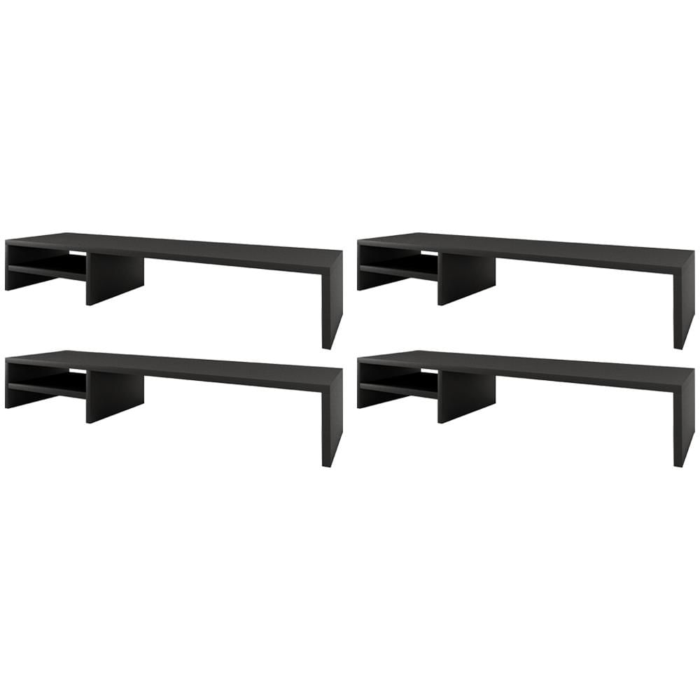 Kit 04 Suportes Para Monitor Stand Home Office Lap 90 cm L03 Preto - Lyam