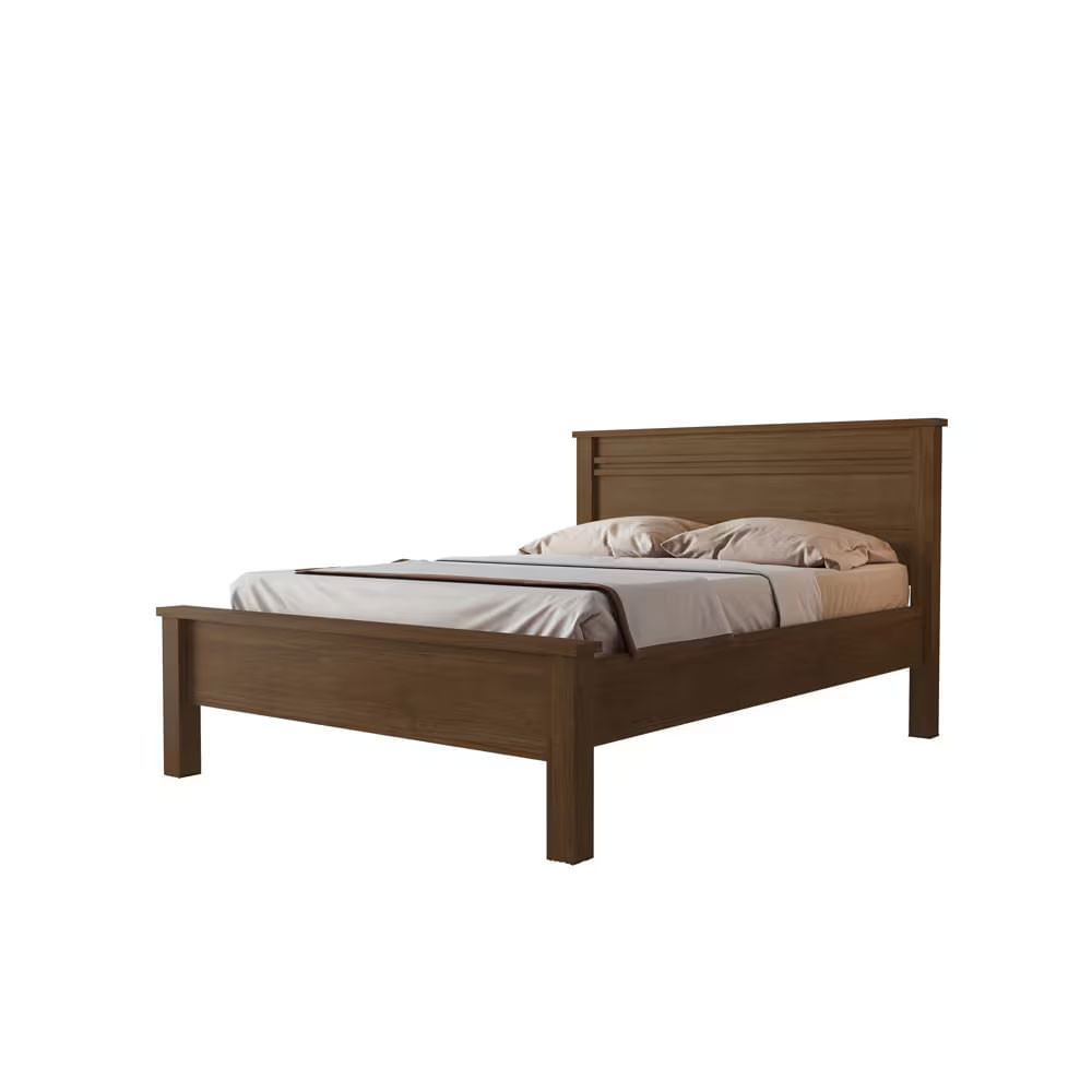 Cama de Casal Conquista Mel com Ripas Largas em MDF - 152cm de largura Cacau