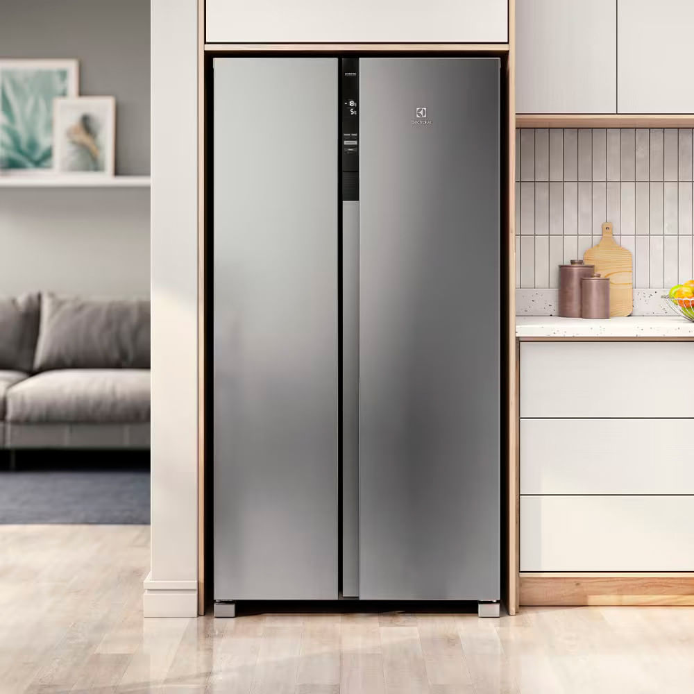 Geladeira Electrolux Frost Free Side By Side 435L IS4S com Tecnologia AutoSense, Painel Digital e Turbo Freezer Inox / 110V