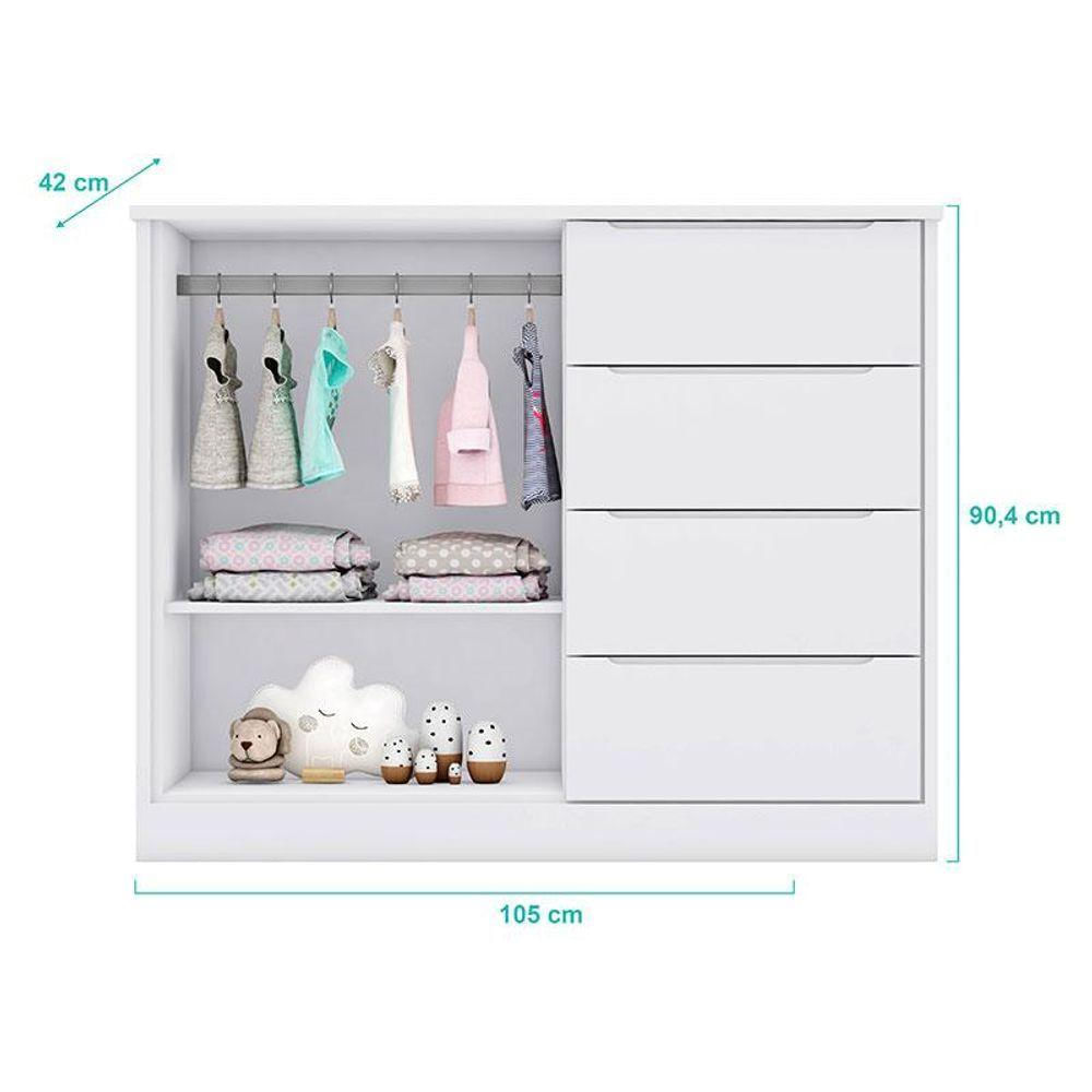 Quarto De Bebê Eloá Com Berço Americano Realeza Branco Acetinado - Phoenix Baby