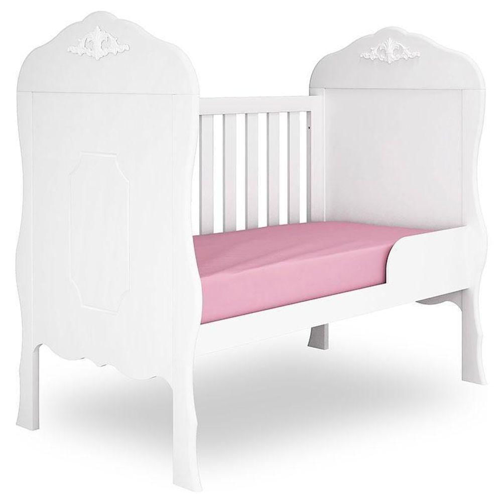 Quarto De Bebê Eloá Com Berço Americano Realeza Branco Acetinado - Phoenix Baby