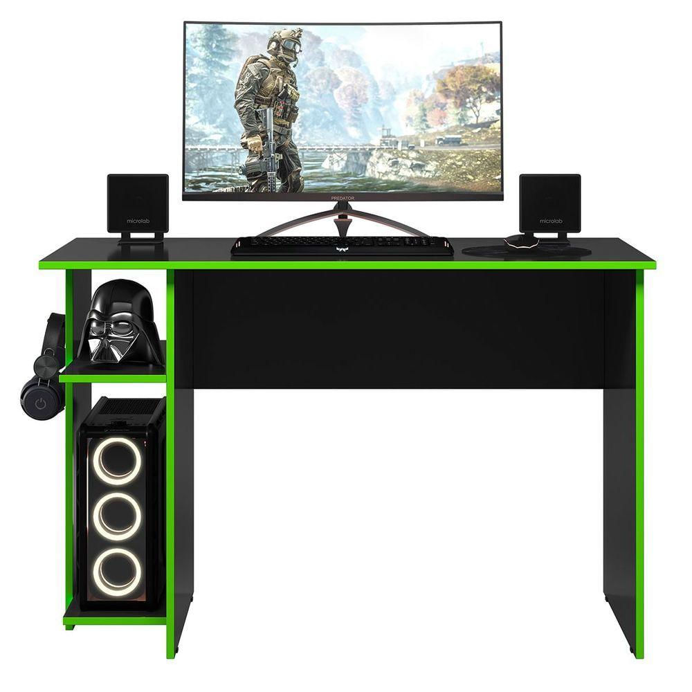 Mesa Gamer Leeds Q01 - Adj Decor Preto/Verde