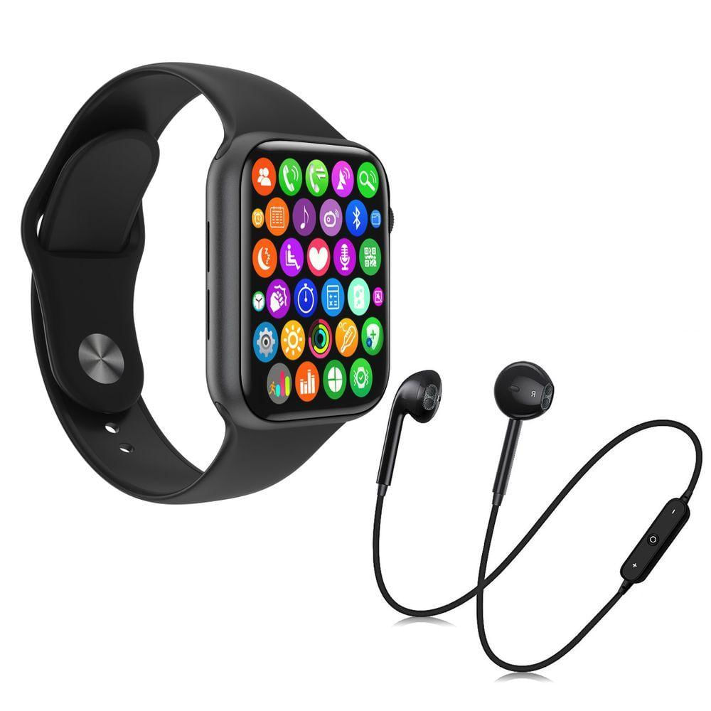 Kit 1 Smartwatch S Pulseira + 1 Fone Bluetooth S6 Preto