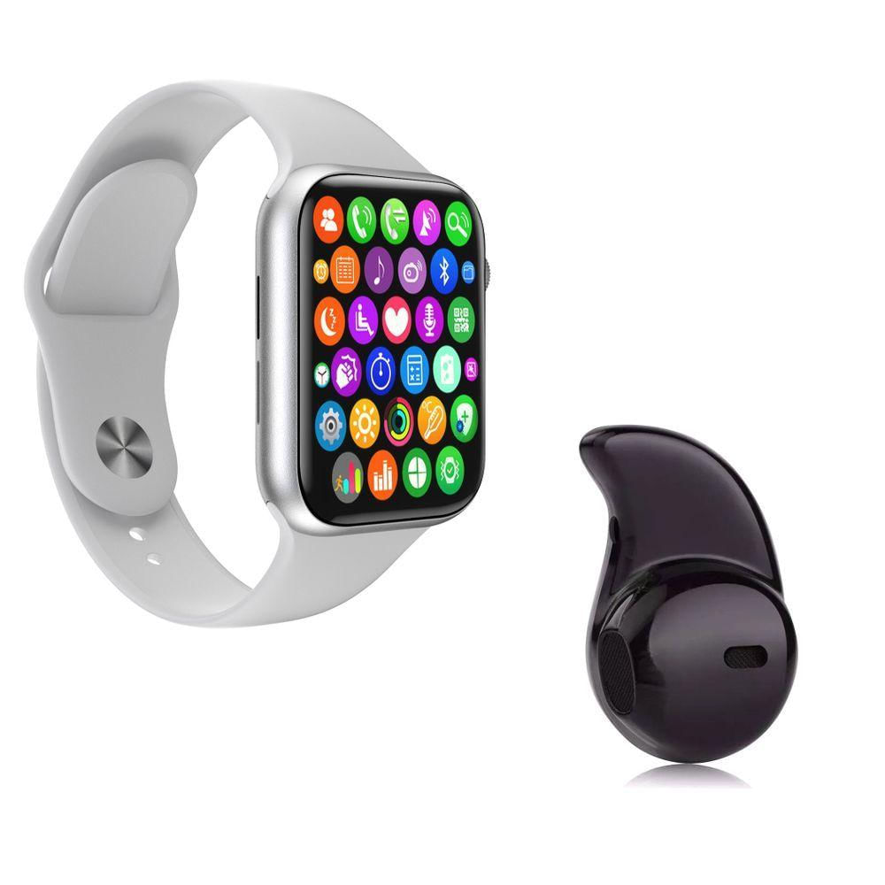 Kit 1 Smartwatch S Pulseira + 1 Mini Fone Branco+Preto