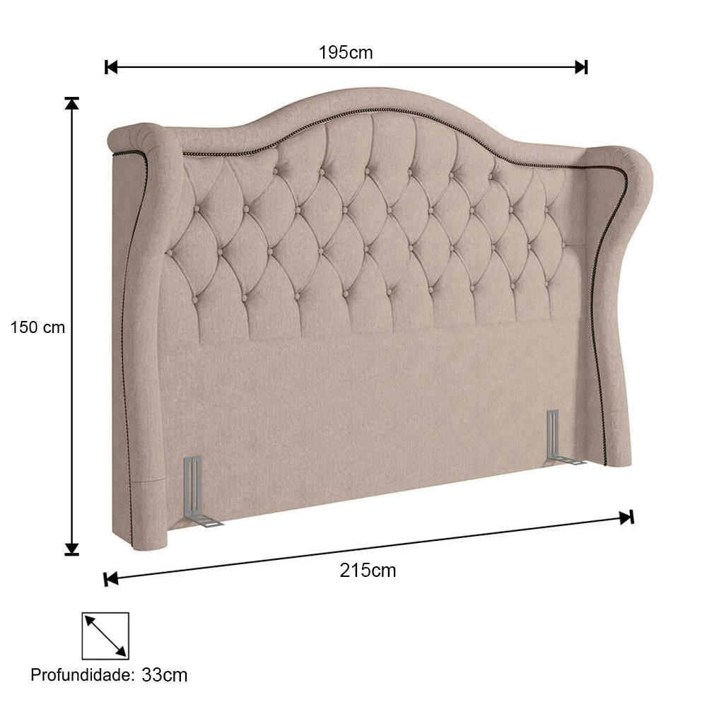 Cabeceira Cama Box Casal King 195cm Antibes P02 Linho Areia - Mpozenato