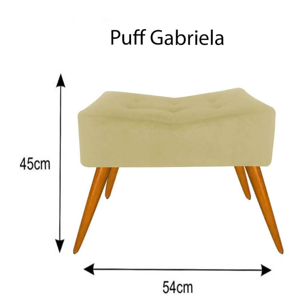 Puff Decorativo Gabriela Suede Bege Pés Palito Para Sala