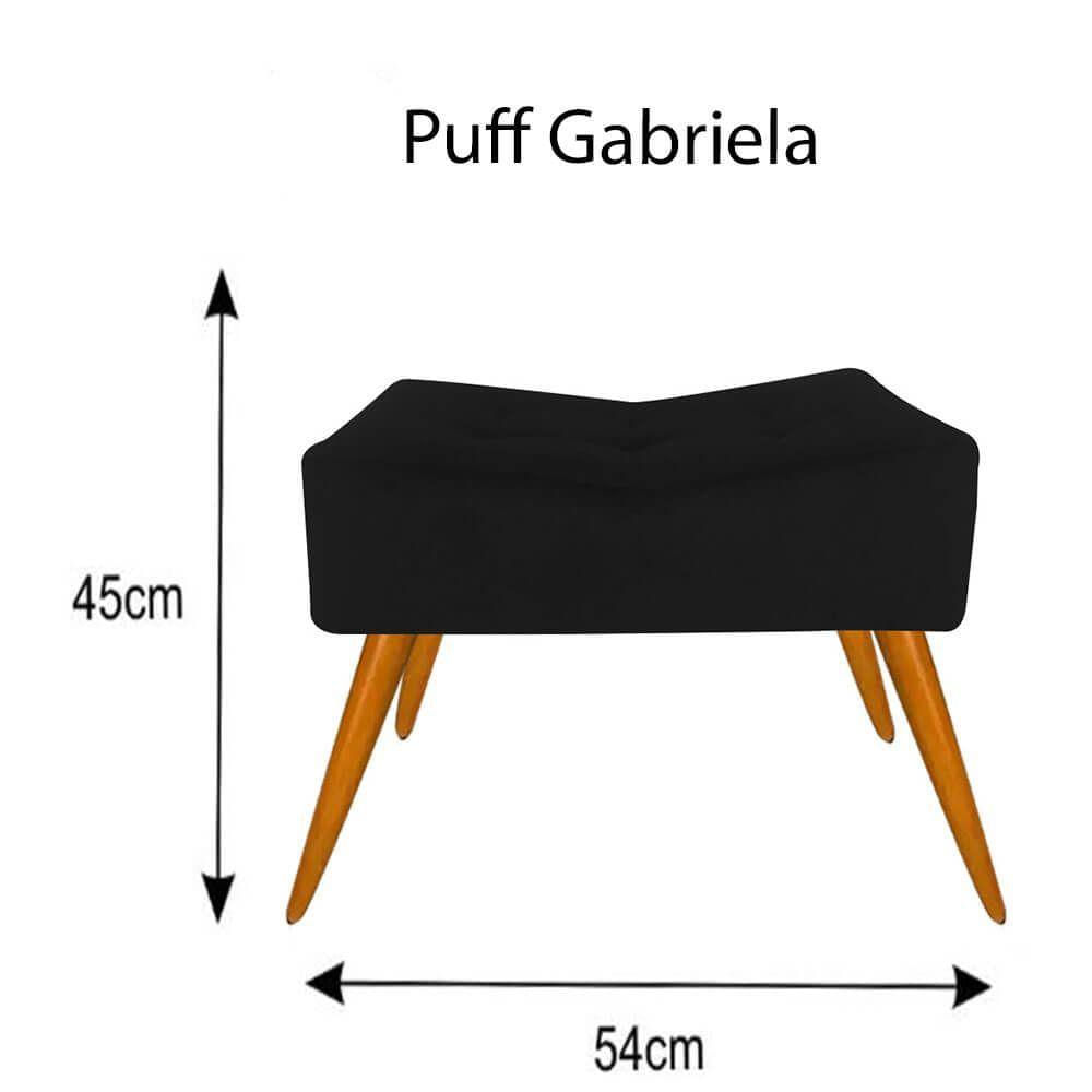 Puff Decorativo Gabriela Suede Preto Pés Palito Hall Entrada