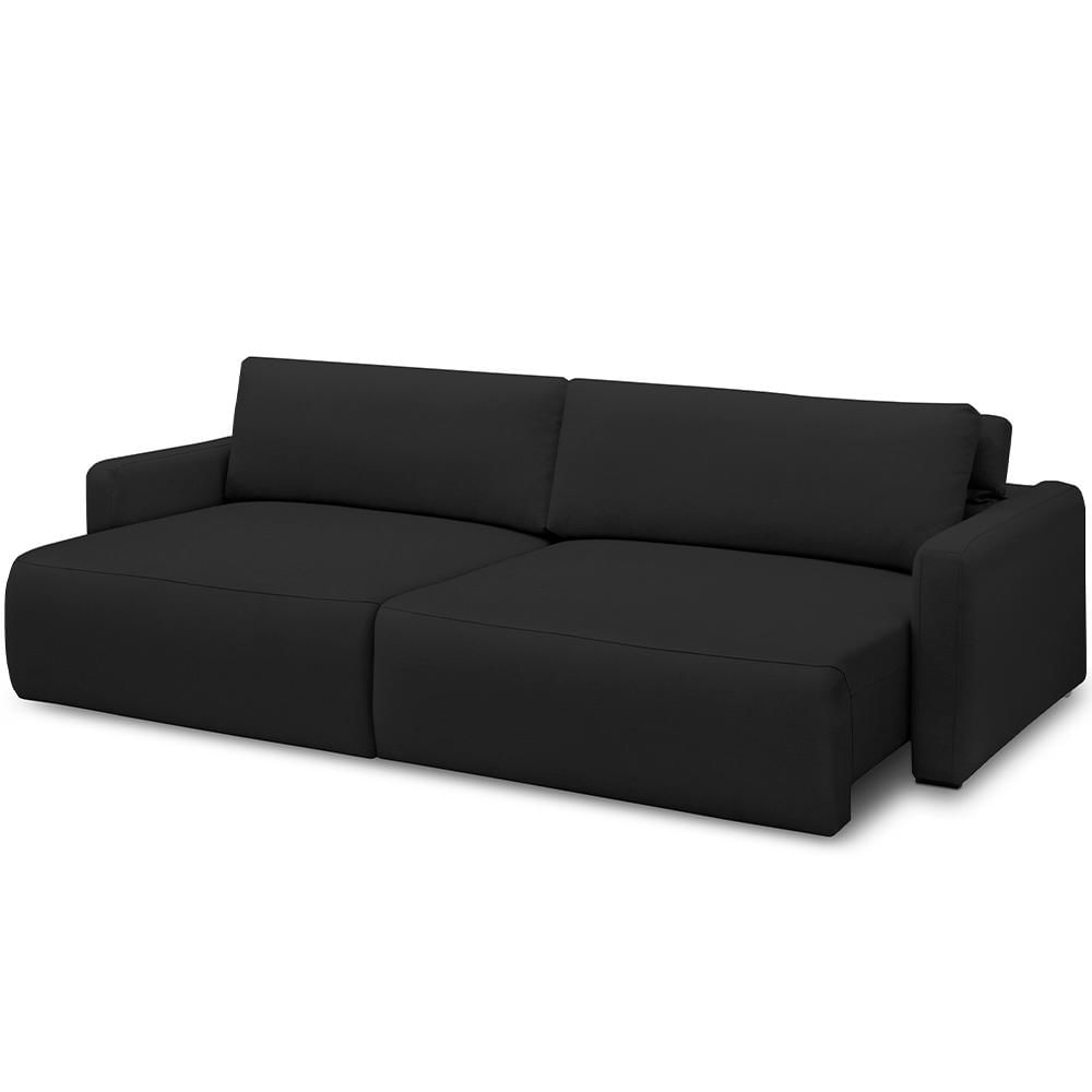 Sofá Retrátil Reclinável Para Sala de Estar Living 270cm Sevilha F04 Veludo Preto - Lyam Decor