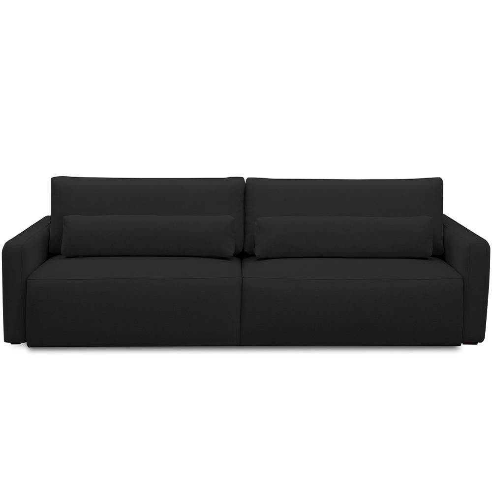 Sofá Retrátil Reclinável Para Sala de Estar Living 270cm Sevilha F04 Veludo Preto - Lyam Decor