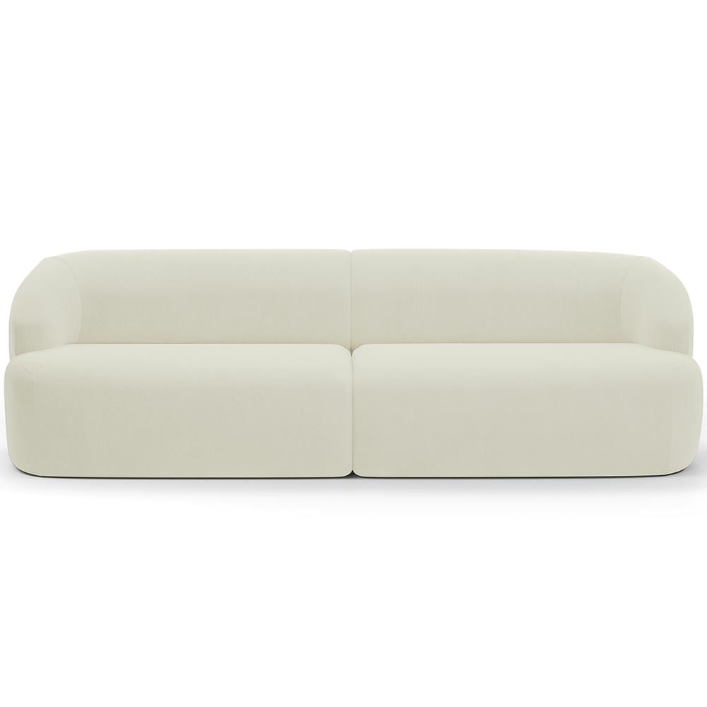 Sofá 3 Lugares Curvo Orgânico com 02 Poltronas Para Sala Living 220cm Barolo L06 Veludo Bege - Lyam Decor