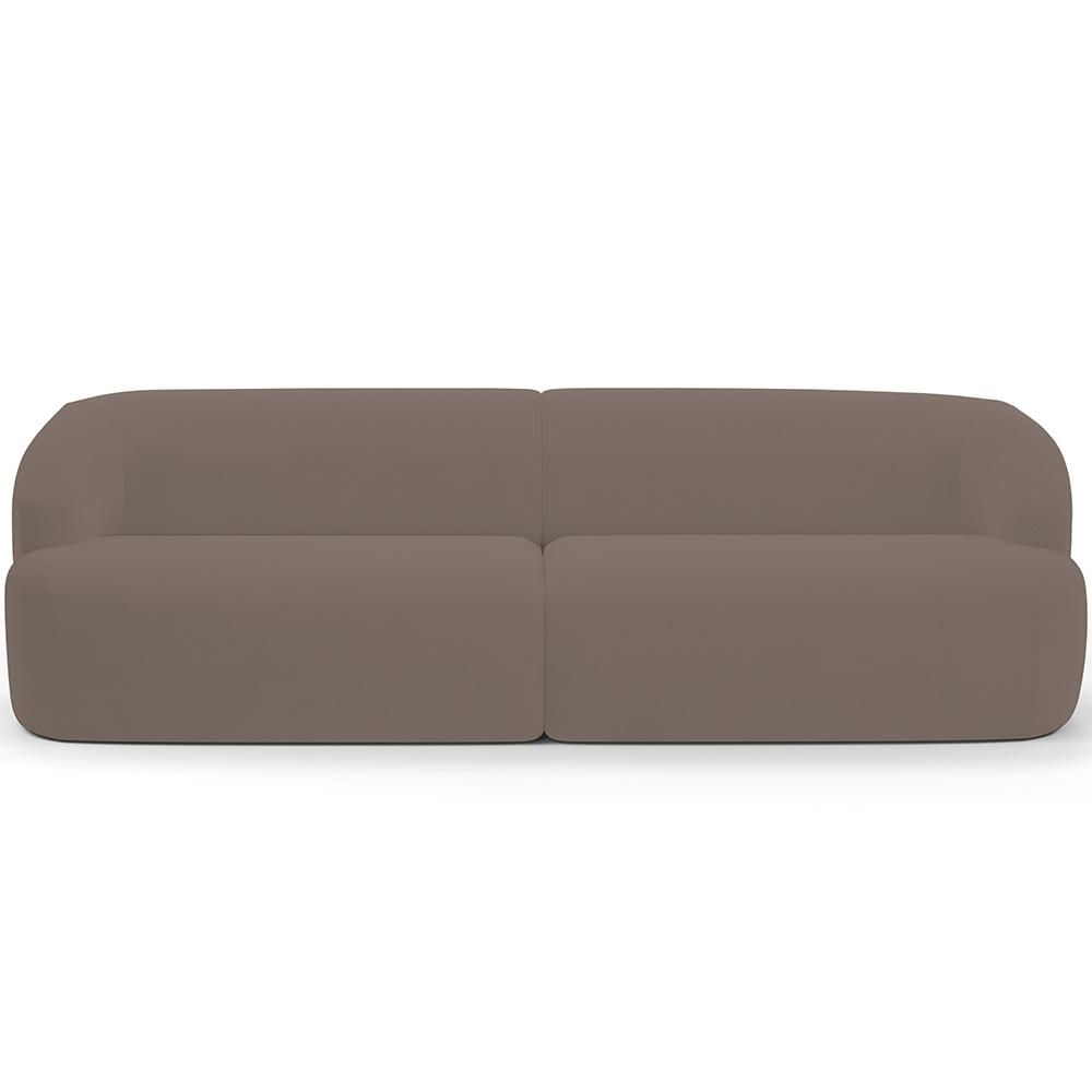 Sofá 3 Lugares Curvo Orgânico com 02 Poltronas Para Sala Living 250cm Barolo L06 Veludo Marrom - Lyam Decor