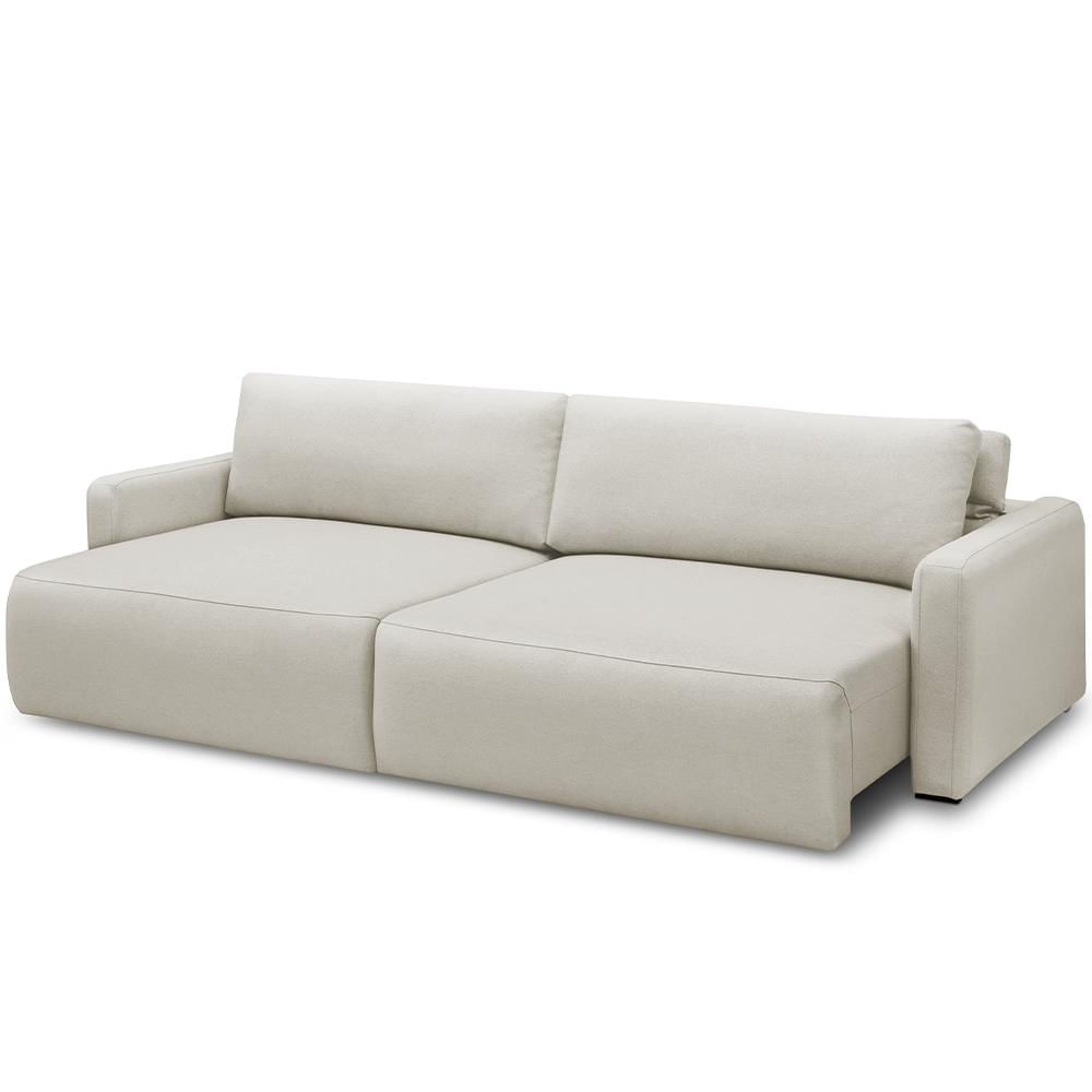 Sofá Retrátil Reclinável Para Sala de Estar Living 240cm Sevilha F04 Veludo Bege - Lyam Decor