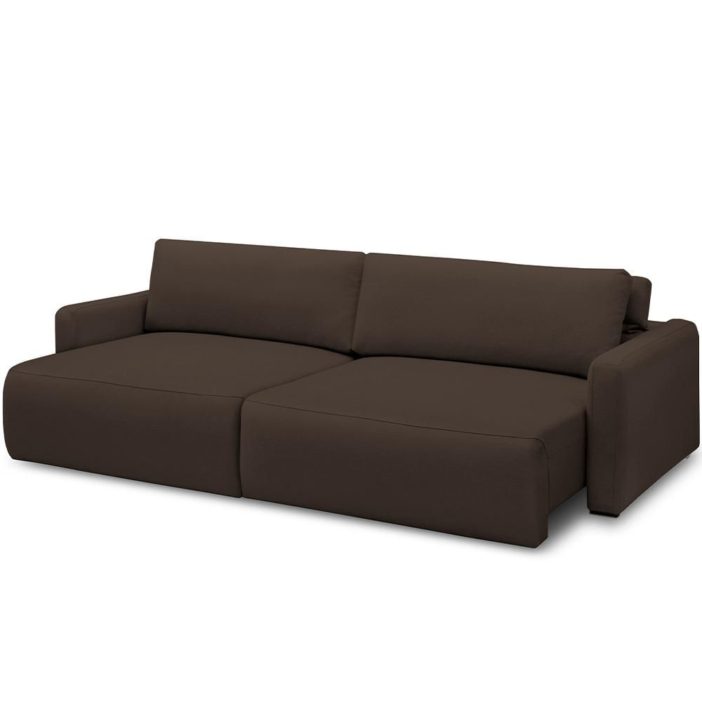 Sofá Retrátil Reclinável Para Sala de Estar Living 240cm Sevilha F04 Veludo Marrom - Lyam Decor