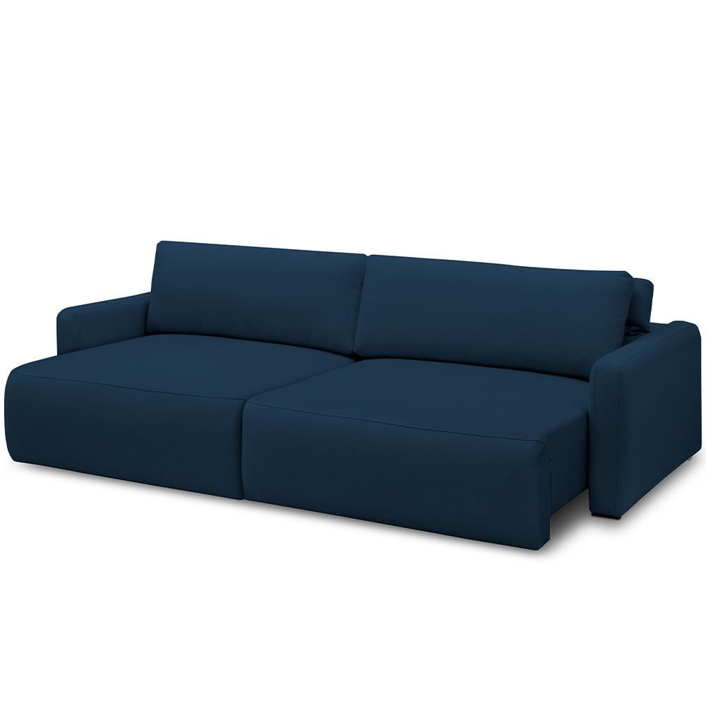 Sofá Retrátil Reclinável Para Sala de Estar Living 210cm Sevilha F04 Veludo Azul - Lyam Decor