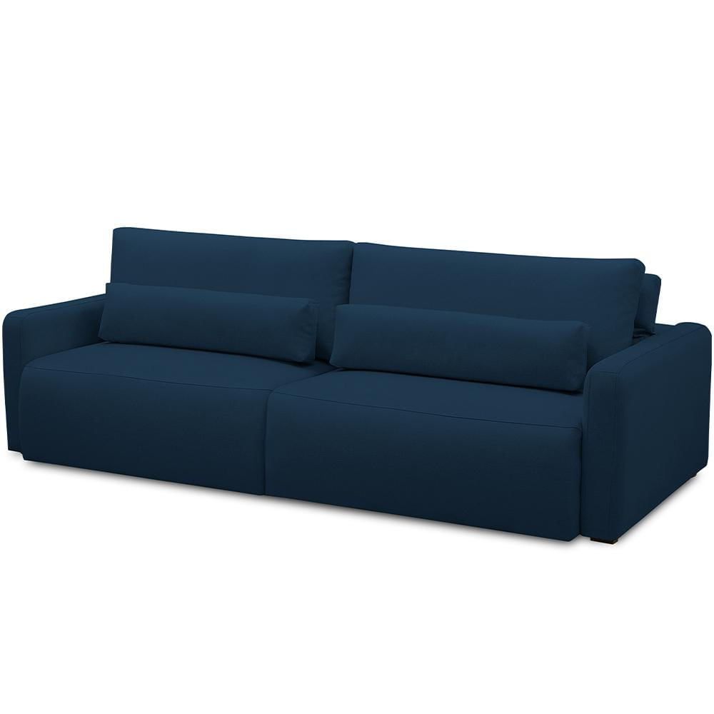 Sofá Retrátil Reclinável Para Sala de Estar Living 240cm Sevilha F04 Veludo Azul - Lyam Decor