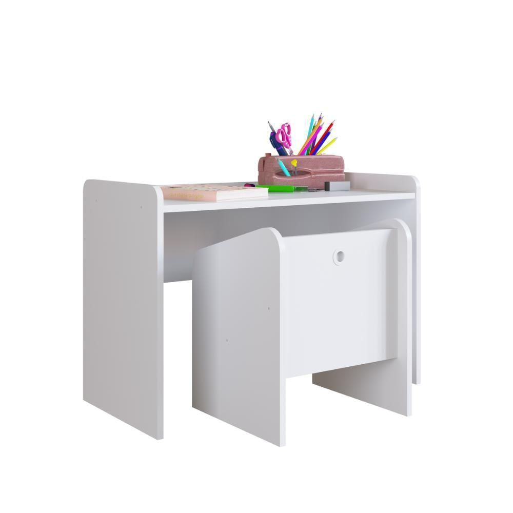 Conjunto Mesa E Poltrona Montessoriano Meu Fofinho Branco