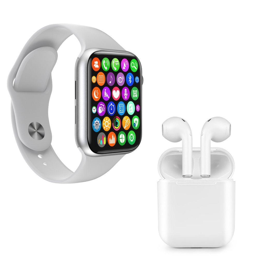 Kit 1 Smartwatch S Branco Pulseira + Fone I9S Tws Branco