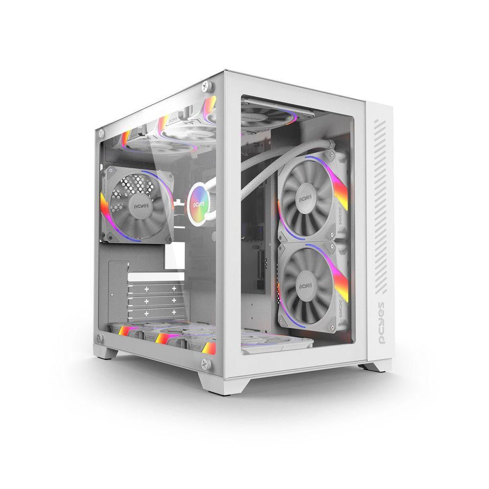 Gabinete Gamer Forcefield White Ghost - Frontal E Lateral Em Vidro - Pcyes - Gffwgp