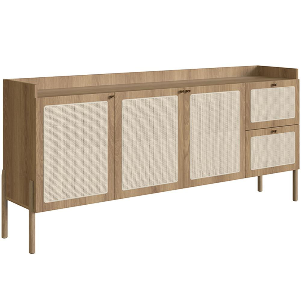 Aparador Buffet Para Sala de Jantar 183cm Pés Madeira Moss A03 Hanover Roble - Lyam Decor