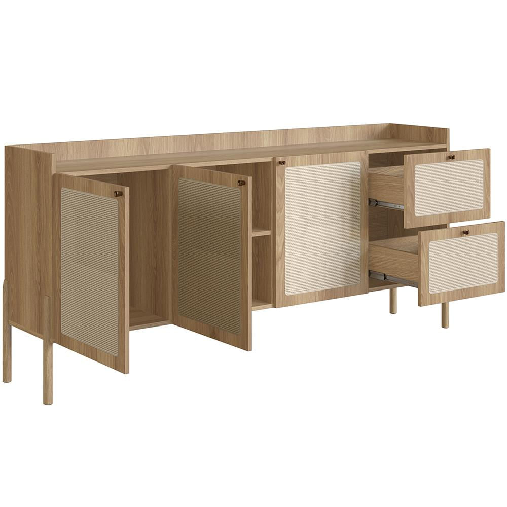 Aparador Buffet Para Sala de Jantar 183cm Pés Madeira Moss A03 Hanover Roble - Lyam Decor