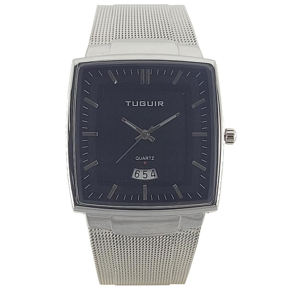 Relógio Tuguir Masculino Ref: 9311 Tg30334 Retangular Mesh Prateado