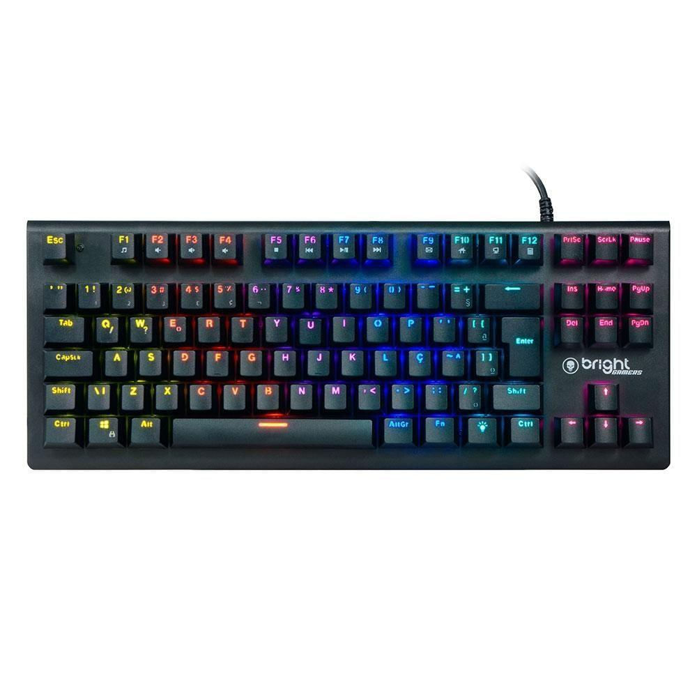 Teclado Mecânico Gamer Compact Ii Rainbow E Led Lateral Switch Blue Abnt Bright Gtc561