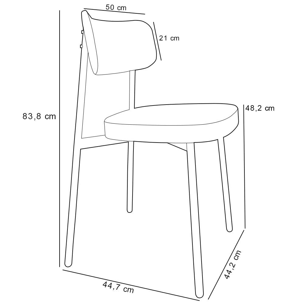 Cadeira Estofada Para Sala de Jantar Astrid Preto C01 Linho Areia Courino Whisky - Lyam Decor