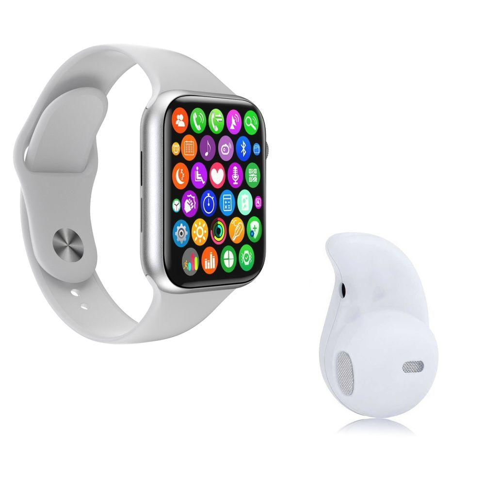 Kit 1 Smartwatch Branco + 1 Mini Fone Bluetooth Branco