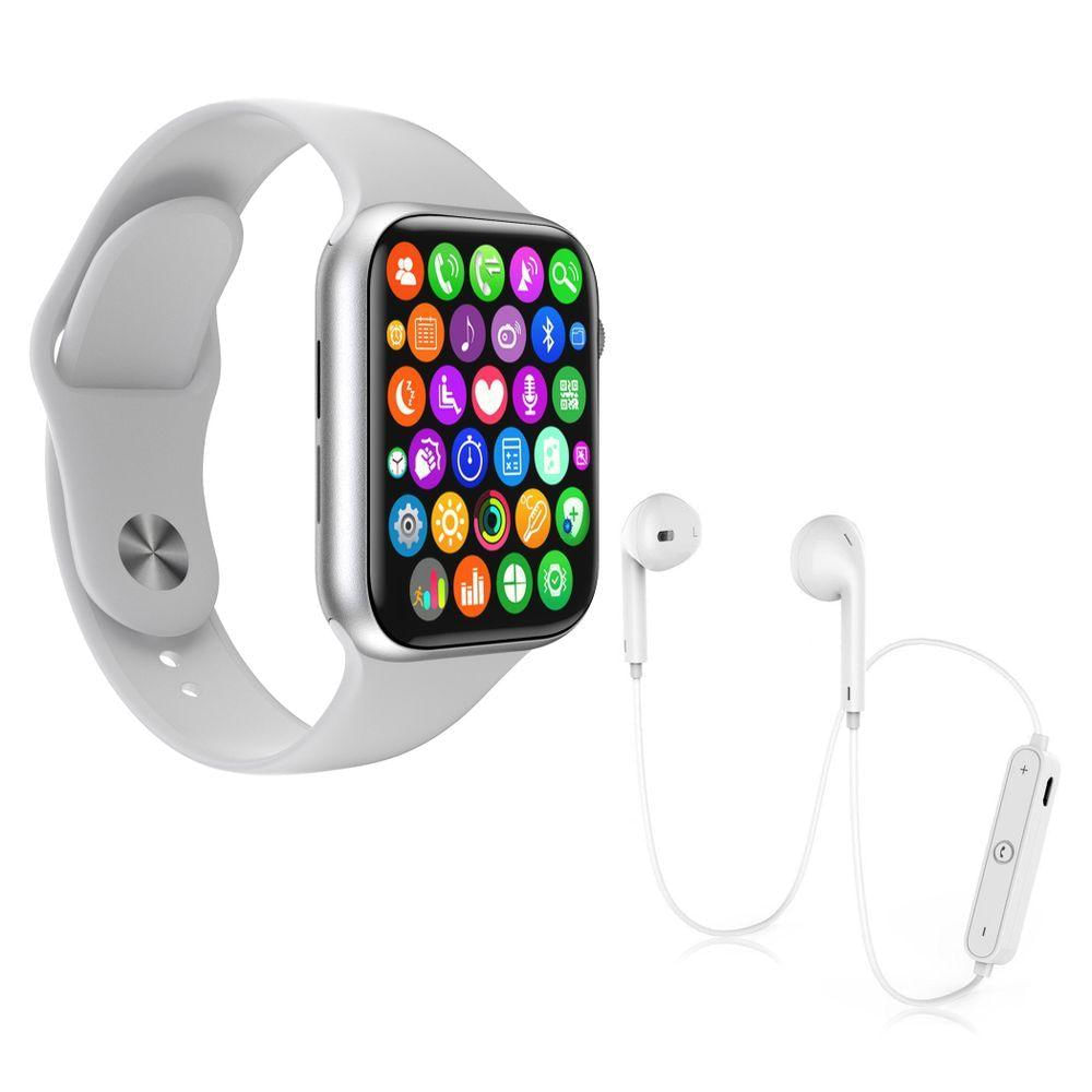 Kit 1 Relógio Smartwatch S Branco + 1 Fone S6 Branco -