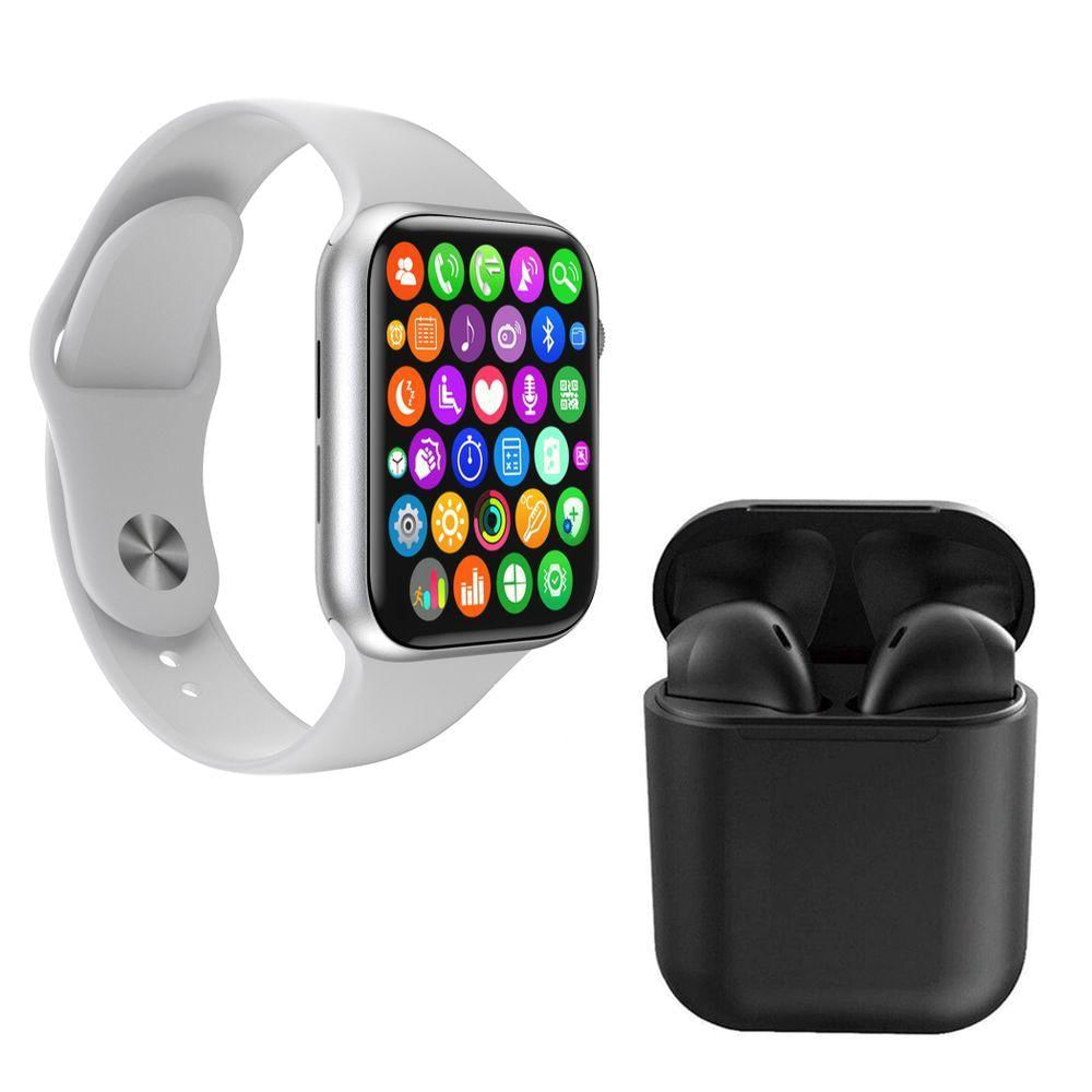 Kit 1 Smartwatch S Rosa Pulseira + 1 Fone Inpods I12 Preto