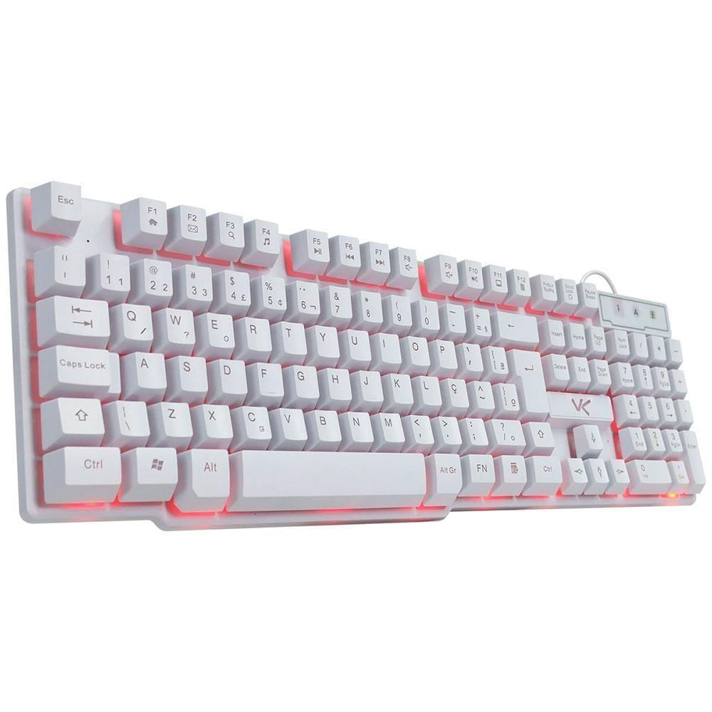 Teclado Gamer Vx Gaming Hydra Branco Abnt2 Multimídia Com Led Vermelho Sensacao Mecanica Usb 1.8m - Gth110bv