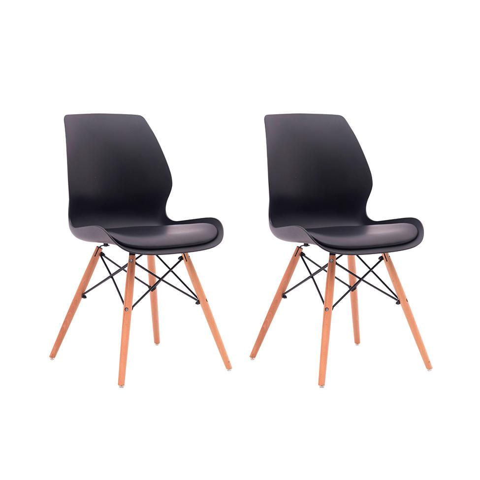 Conjunto com 2 Cadeiras Eames Eiffel Rubi Preto