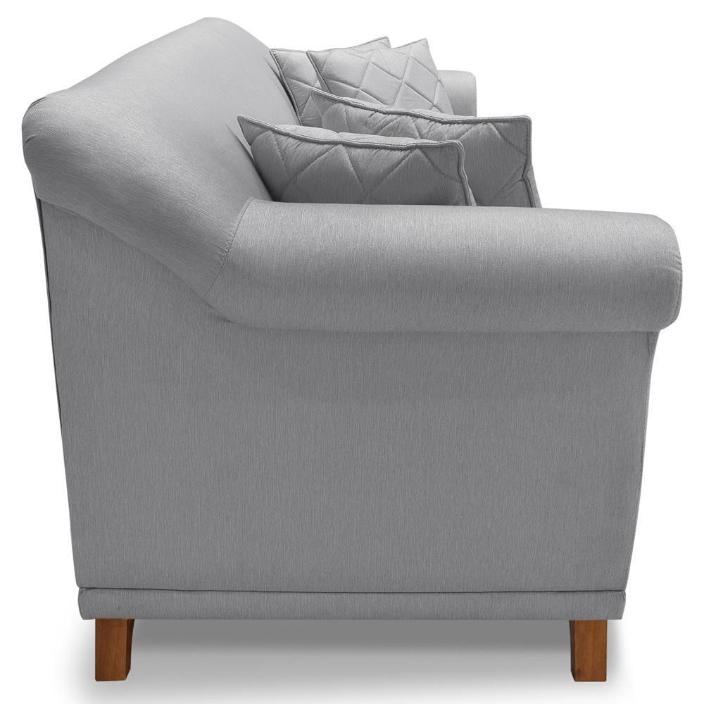 Sofa 2 Lugares Retro Polo 160cm Com Almofada Linho Cinza Ezz Cinza