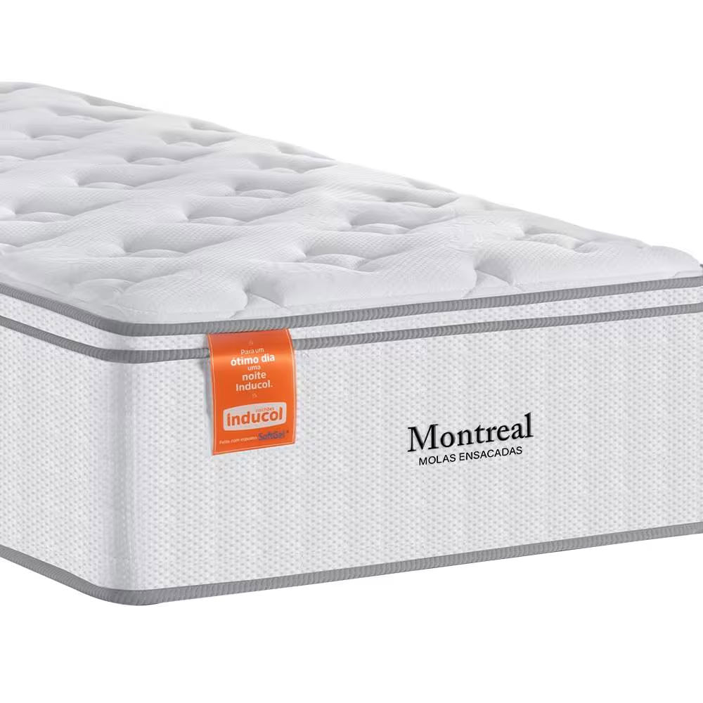 Colchão de Solteiro Inducol Montreal com Europillow e Revestimento em Tecido Malha 28x88x138cm