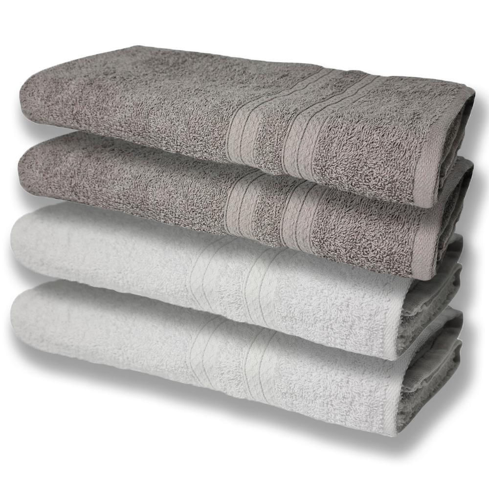 4 Toalhas Super Felpudas Grande E Grossa Algodão 80x150 Itália Soft Beka Branco cinza