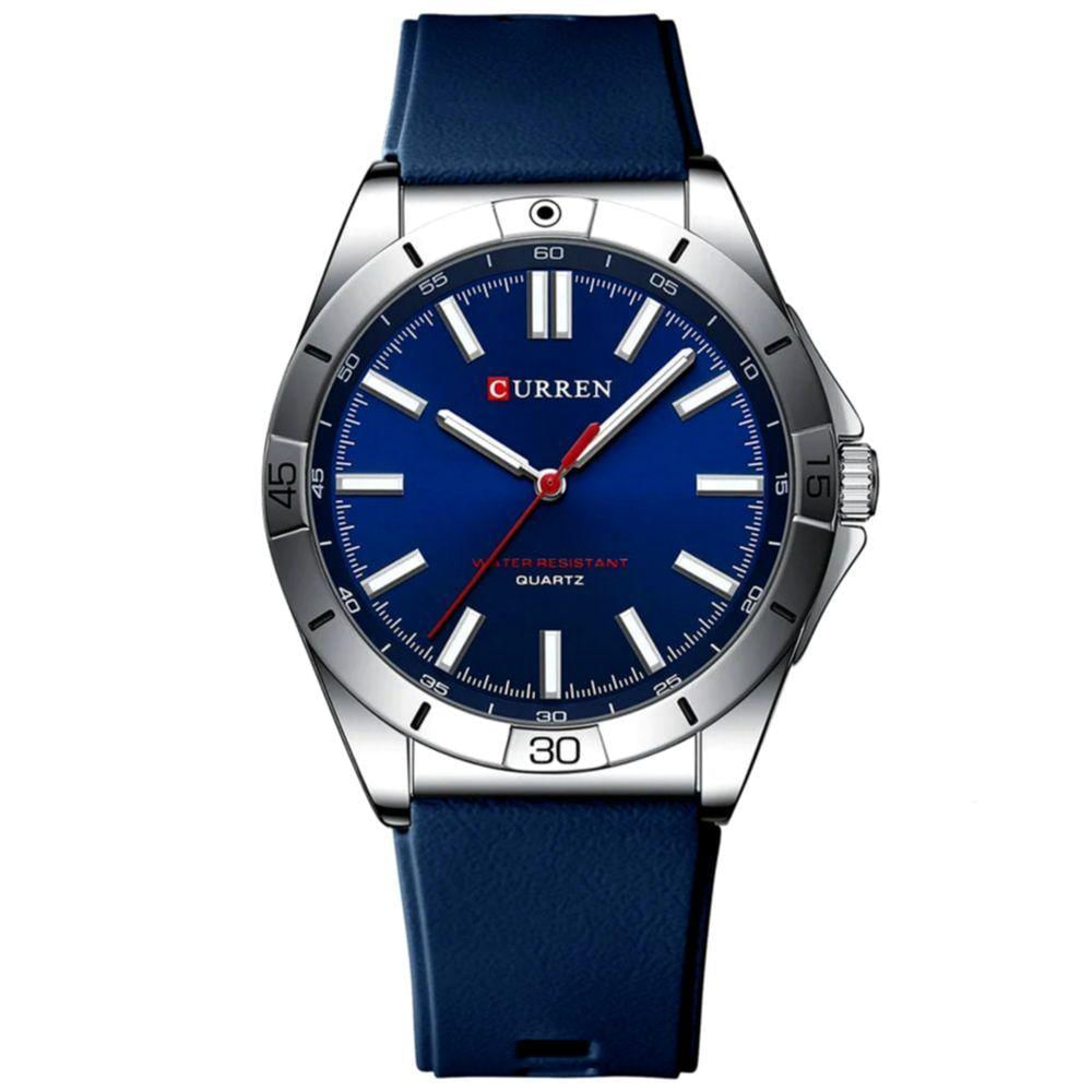 Relógio De Pulso Masculino De Quartzo Luminoso Pulseira De Silicone Impermeável 3atm Azul