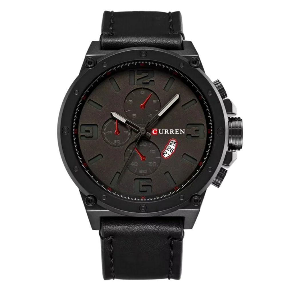 Relógio Masculino De Quartzo Mostrador Militar À Prova Da Água Design Esportivo Preto