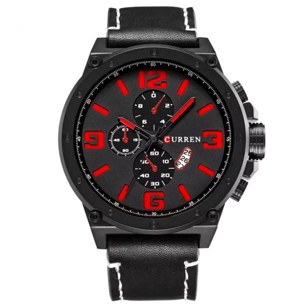 Relógio Masculino De Quartzo Mostrador Militar À Prova Da Água Design Esportivo Vermelho