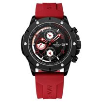 Relógio De Pulso Masculino De Quartzo Design Esportivo Luminoso À Prova Da Água 30m Vermelho