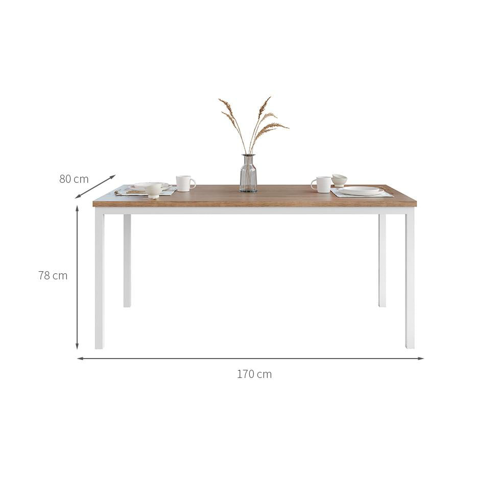 Mesa de Jantar Retangular com Tampo de MDF Adriana Amadeirado e Branco 170 cm