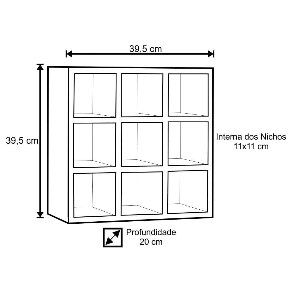 Kit 2 Nichos de Parede Porta Toalha para Salão 9 Divisões Branco - AJL Móveis